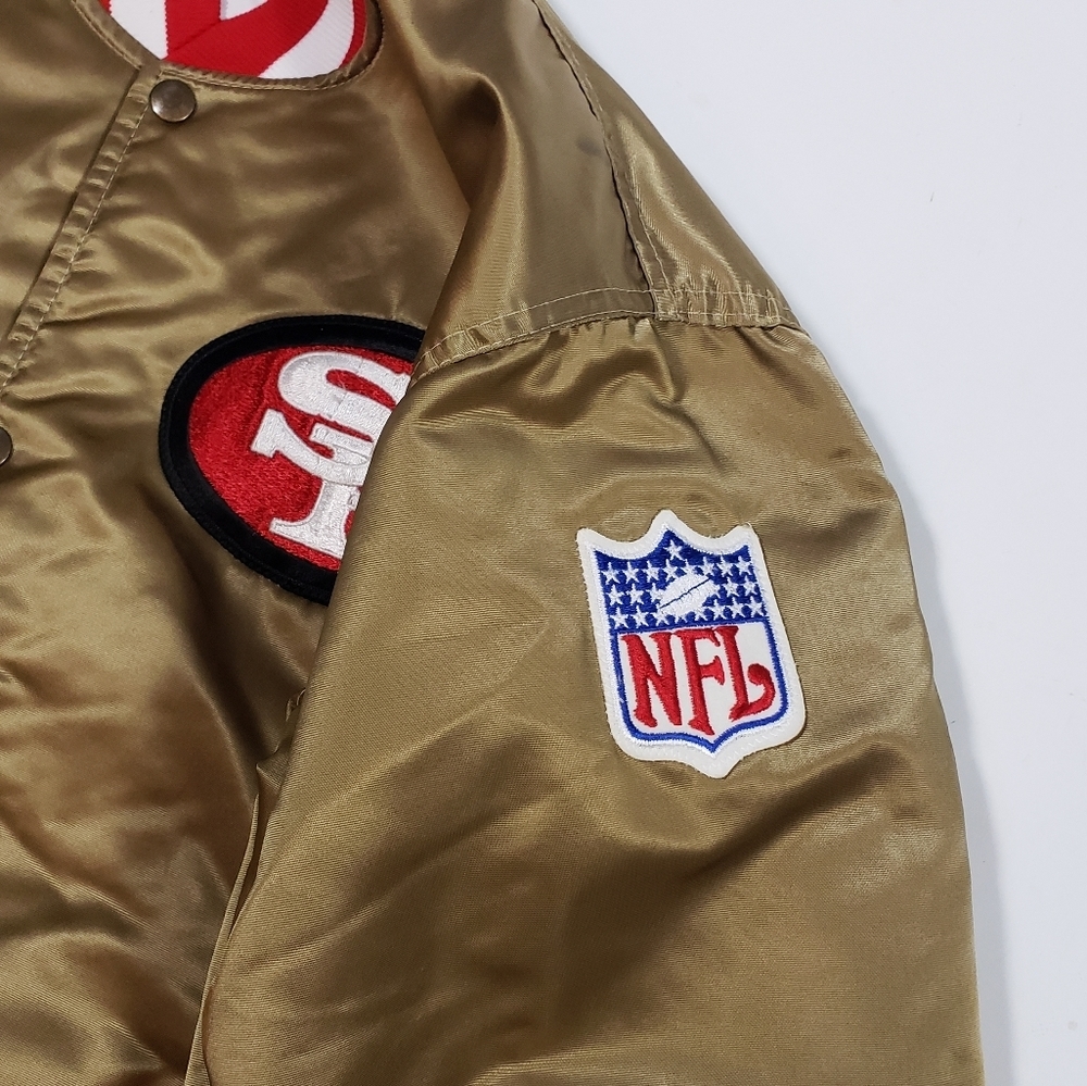 Vtg San Francisco 49ers Starter Jacket Gold Satin Bomber Sz L Old School 80s 90s - Picture 6 of 17